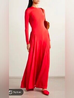 Ralph Lauren Women’s Orange Boat Neck Long Sleeve Maxi Jersey Dress XS